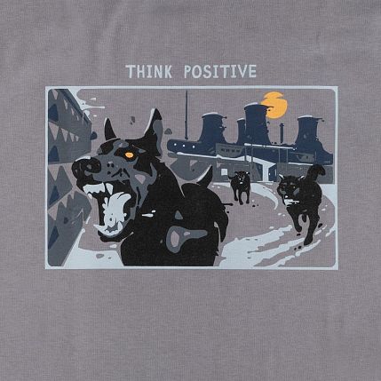 Оверсайз футболка Barking Store «Think positive», XL муж., серый, фото 2.
