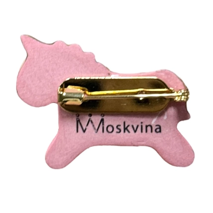 Брошь ручной работы «Единорог», розовая, фарфор, фото 3.