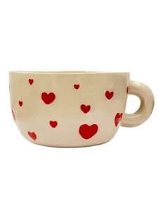 Кружка ручной работы Малёма с росписью Сердечки, керамика, 500 мл
