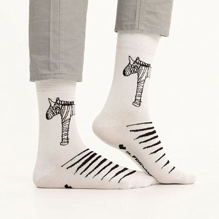 Носки «Зебра это зебра», р-р 42-46, белые, фото 1.