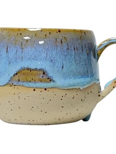 Кружка-капелька мини, голубая, керамика, 130 мл