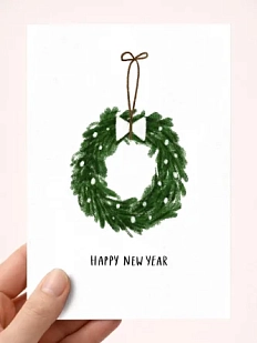 Постер интерьерный Оксана Степова с новогодним венком «Happy New Year», А2