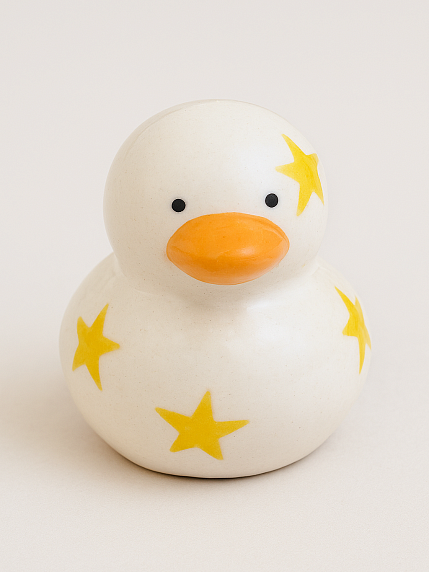 Керамическая фигурка Уточка в звёздах, бежевая, фото 1.