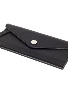 Cкладной кошелёк визитница ручной работы, Kokosina bags, натуральная кожа, чёрный