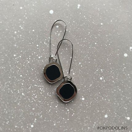 Серьги ручной работы «Озёра», дерево, чёрные, фото 4.