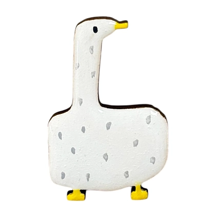 Брошь ручной работы «Гусь», белая, дерево, фото 1.