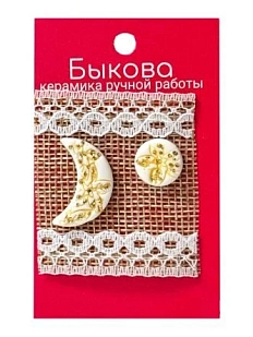 Серьги ручной работы Быкова керамика «Желтые цветы», ассиметричные‎, фарфор