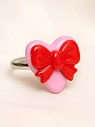 Кольцо ручной работы Радость Рядом Сердце с бантиком, полимерная глина, незамкнутое, превью фото 4