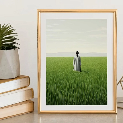 Постер интерьерный DARI DARI «Девушка в зеленом поле», А4, фото 2.