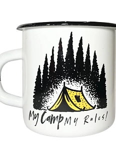 Эмалированная кружка Магтрэп «My camp - my rules», белая, 400 мл