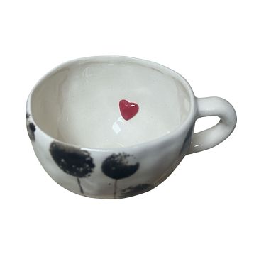 Кружка ручной работы круглая «Одуванчики», чёрная, керамика, 350 мл, фото 2.