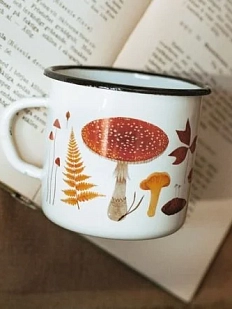 Кружка эмалированная «Мухоморы», бела, 400 мл