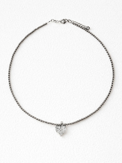 Чокер с сердечком, гематит, горный хрусталь, фото 2.