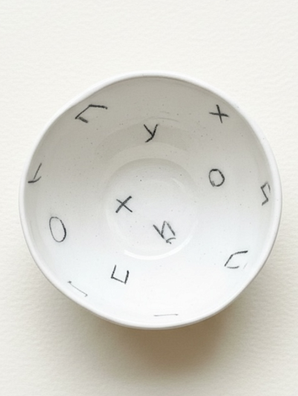 Пиала ручной работы Катя Вебер с надписью «П***й,  белая, керамика, 125 мл, фото 2.