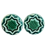 Серёжки-гвоздики КерамЕлКа круглые с узором, керамика, зелёные, превью фото 1