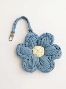 Вязаный обвес «Цветок», синий, 10 см
