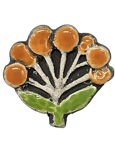 Брошь керамическая ручной работы «Цветочек», оранжевая