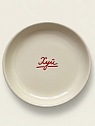 Тарелка Катя Гиена ручной работы с бортиком и надписью «Х*й», белая, 14 см, превью фото 1