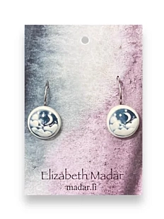 Серёжки-гвоздики Elizabeth Madar Луна, керамика, синие