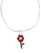 Чокер ручной работы «Цветочек» на белом замшевом шнурке, керамика