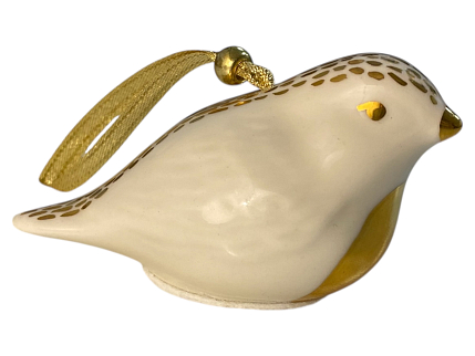 Игрушка на ёлку «Птица», бело-золотистая, фото 1.