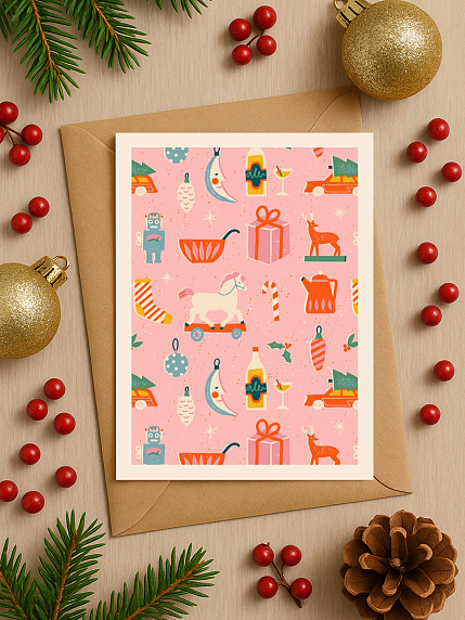 Открытка ретро на Новый год «Подарки», фото 2.