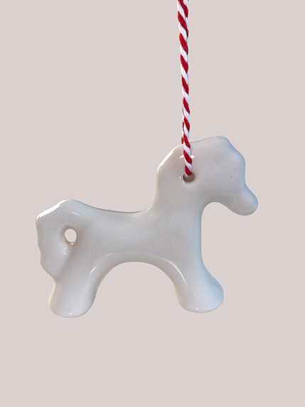 Ёлочная игрушка ручной работы «Лошадка 3д», белая, 8,5 см, фото 1.