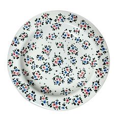 Тарелка ручной работы с красными и синими розочками, керамика, 19 см