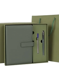 Подарочный набор с ежедневником «President» и ручкой, зелёный