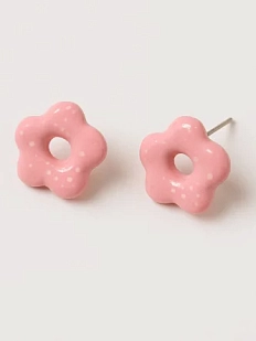 Серёжки-гвоздики Радость Рядом «Цветы», полимерная глина, розовый