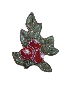 Брошь ручной работы «Клюква», Partala ceramics