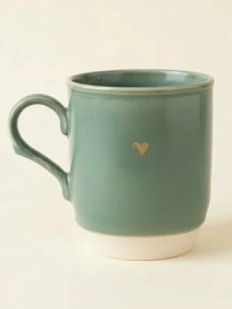 Кружка ручной работы Мастерская Виктории Нор «Сердечко», мятная, керамика, 200 мл