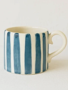 Кружка ручной работы прямая «Синие полоски», полуфарфор, 250 мл