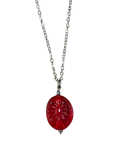 Подвеска «Конфетка», красная, родированная латунь, стекло