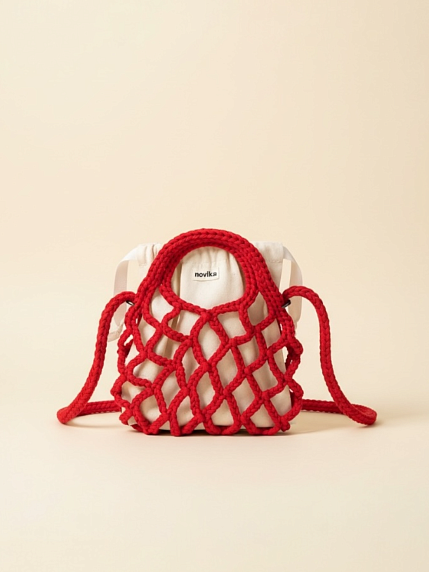 Авоська вязаная ручной работы, красная, фото 2.