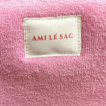 Косметичка ручной работы АМИ (Ami lé sac) «Moyen» с жёлтой молнией, розовая, махровая, фото 2.