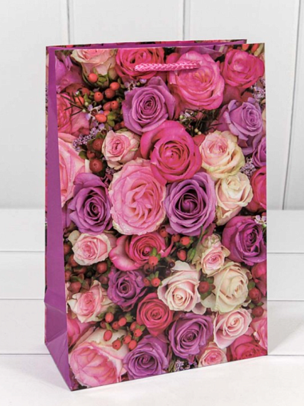 Пакет подарочный «Цветы», 20х30 см, фото 3.