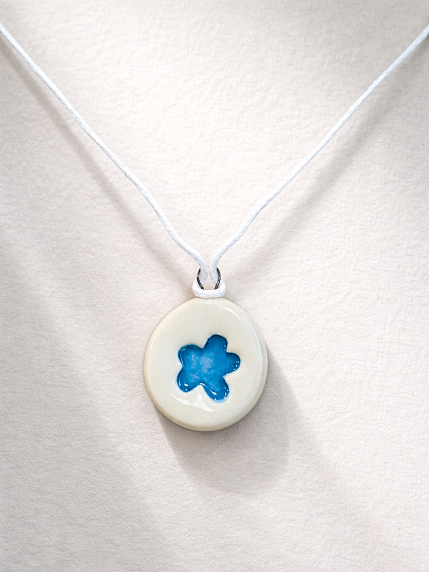 Подвеска керамическая ручной работы «Цветочек», синий, фото 1.