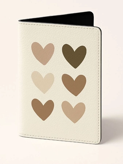 Обложка на паспорт DARI DARI «Бежевые сердечки», искусственная кожа, бежевая, фото 1.