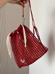 Барсетка вязаная ручной работы, красная