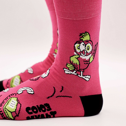 Носки «Свободу попугаям!», р-р 42-46, темно-розовые, фото 2.