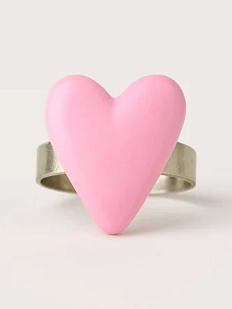 Кольцо ручной работы Радость Рядом незамкнутое «Сердечко», розовое, полимерная глина, незамкнутое