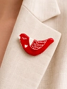 Брошь ручной работы Elizabeth Madar Голубка с сердечком, красная, керамика, превью фото 3