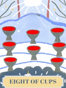 Открытка Таро Восьмерка Кубков (Eight of Cups)
