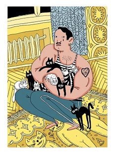 Обложка на паспорт Валя Карнавалова «Качок с котятами», ПВХ, искусственная кожа