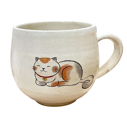 Кружка ручной работы Керемет «Спящий котик», керамика, 250 мл, фото 1.