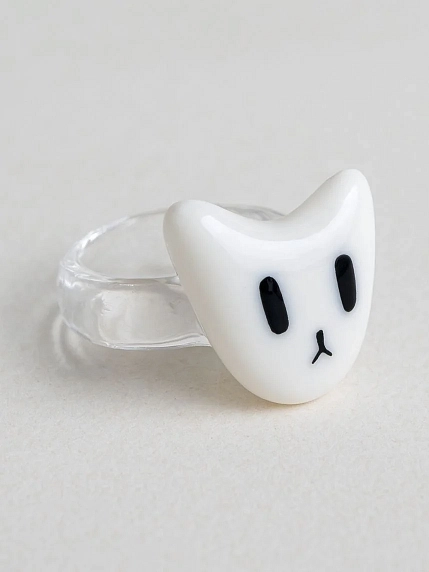 Кольцо ручной работы ПетПоллиПокет Котик, полимерная глина, фото 3.