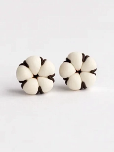 Серьги-пусеты «Хлопок», полимерная глина