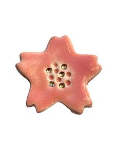 Брошь ручной работы «Цветочек», розовая, Partala ceramics