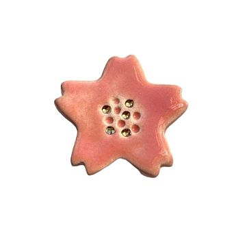 Брошь ручной работы «Цветочек», розовая, Partala ceramics, фото 1.